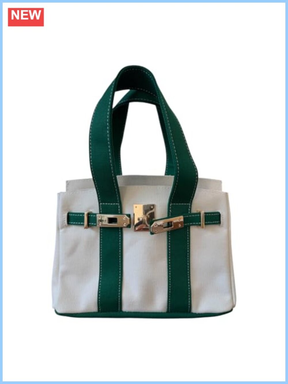 Canvas Mini Tote Bag with 8 Pockets Distressed Durable Gold Hardware